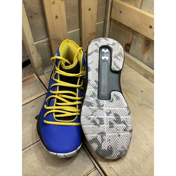 US9 Mens Under Armour UA ICON HOVR Havoc MID Basketball Shoes Blue Yellow main image 10